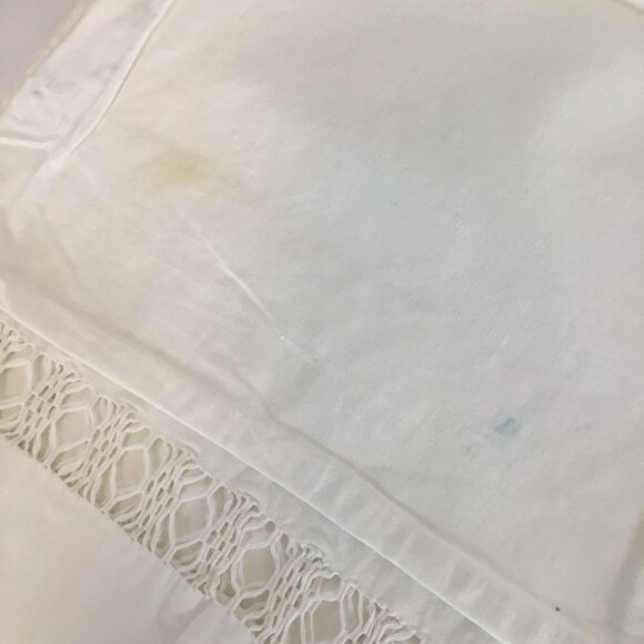 VTG Ivory Muslin Full Sheet 81x108 Hemstitched Pillowcases Cottagecore Farmhouse - Picture 5 of 10